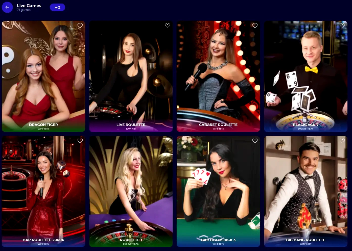 Overzicht van het spelaanbod bij Viu viu Casino met slots en live casino tafels